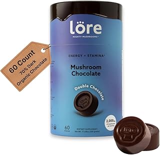 Organic Dark Mushroom Chocolate - Double Chocolate Flavor - 70% Cacao - Organic, Vegan & Paleo Friendly with Cordyceps - USA Made - Energy + Stamina - Regeneratively Farmed