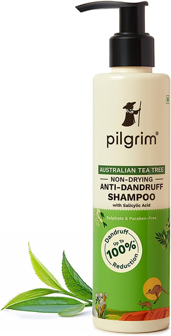 Pilgrim Australian Tea Tree Non-Drying Anti-Dandruff Shampoo 200 ml | Removes Dandruff from Source | Helps with Itching, Irritation | Strong & Smooth Hair | For Men & Women