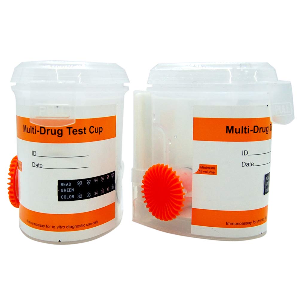 UKDrugTesting 10 in 1 Drug Test Cup with Cannabis, Cocaine, Heroin, Ketamine Amphetamine, Ecstacy, Benzodiazepines, Methadone, Ketamine, Methamphetamine, Tramadol