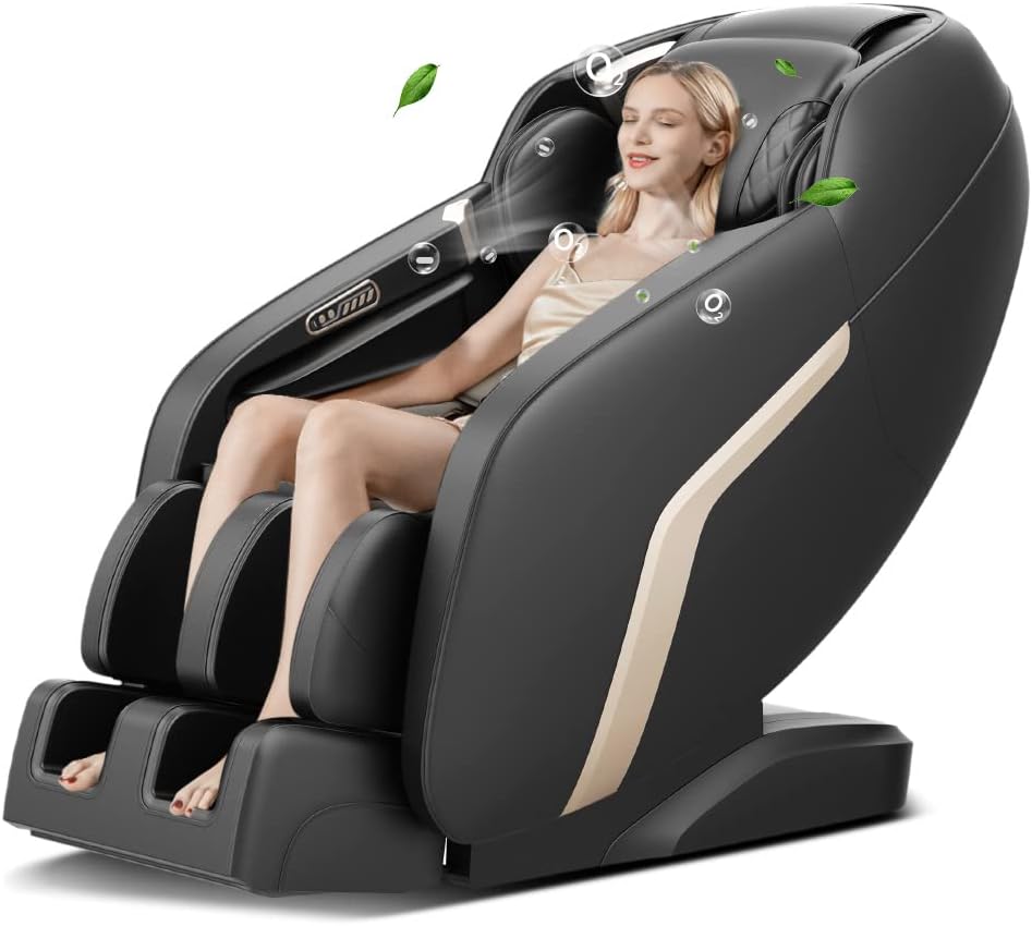Zero Gravity Massage Chair with SL-Track Full Body Shiatsu 3D Recliner with Heat Therapy, Foot Roller Massager, Thai Stretch & Bluetooth Speakers, Anion Air Purification, USB Charging Port for Gift