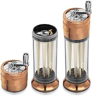 Spice Grinder 3-in-1 Hand Crank Loader Roller Crusher Filler Flower Buds Milling Grinding Storage with Magnetic Lid