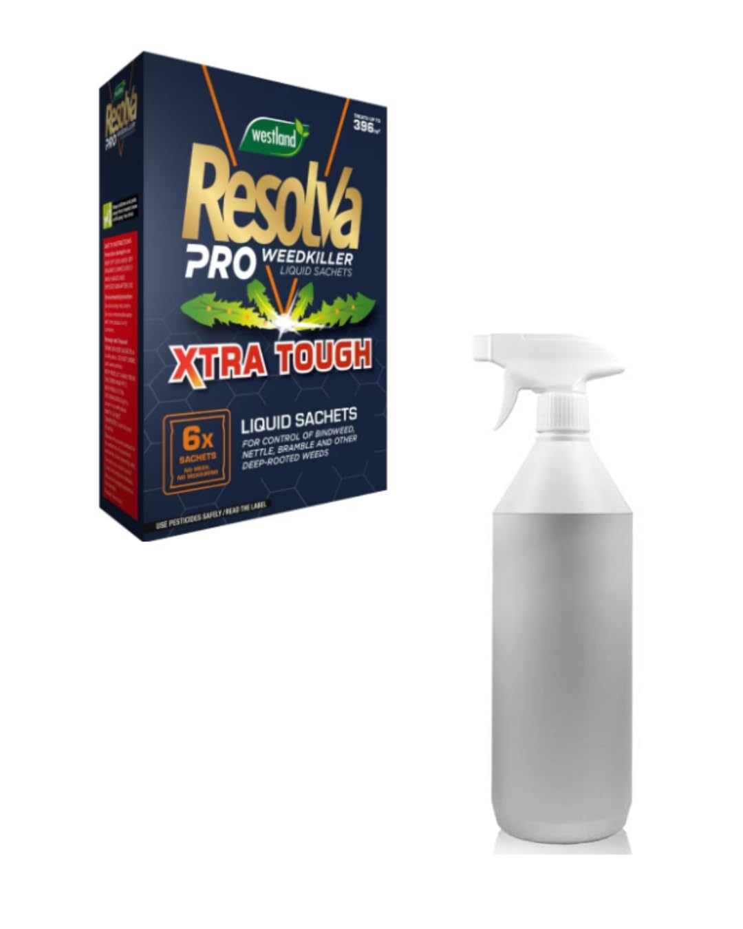 Resolva Pro Xtra Tough Weedkiller – 6x 100ml Sachets & 1L Spray Bottle | Fast-Acting & Effective Weed Control