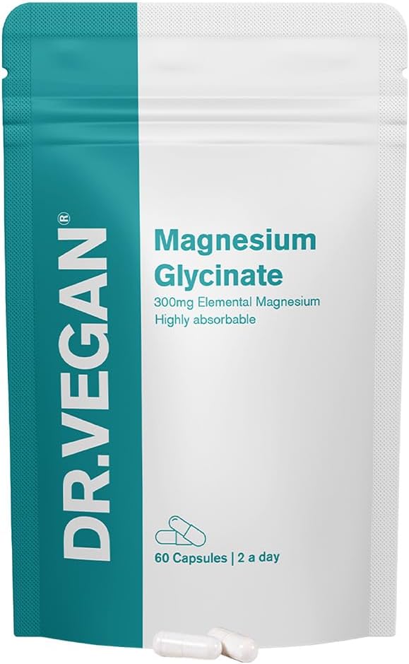 DR.VEGAN Daily Magnesium Glycinate Complex 1500mg | Provides 300mg of Pure Elemental Magnesium | Fatigue, Mood and Muscle Recovery | 60 Vegan Capsules | Two-A-Day
