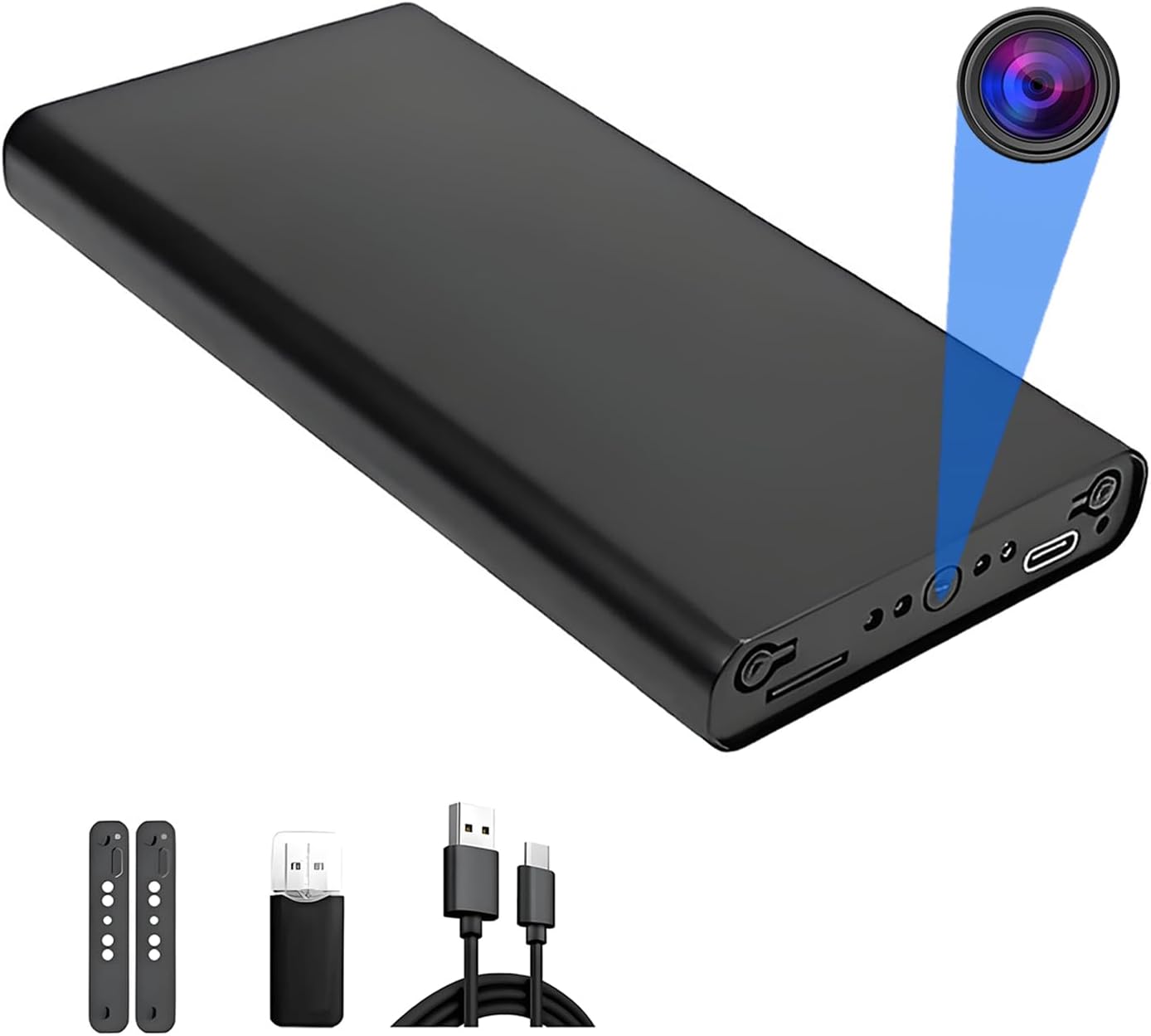 KUIYIXUE Family security camera - Indoor monitoring Nanny camera - 10000mAh battery - HD 1080P - Night vision - Motion detection - Gravity sensing - Loop record - Compatible with 512GB - No WiFi