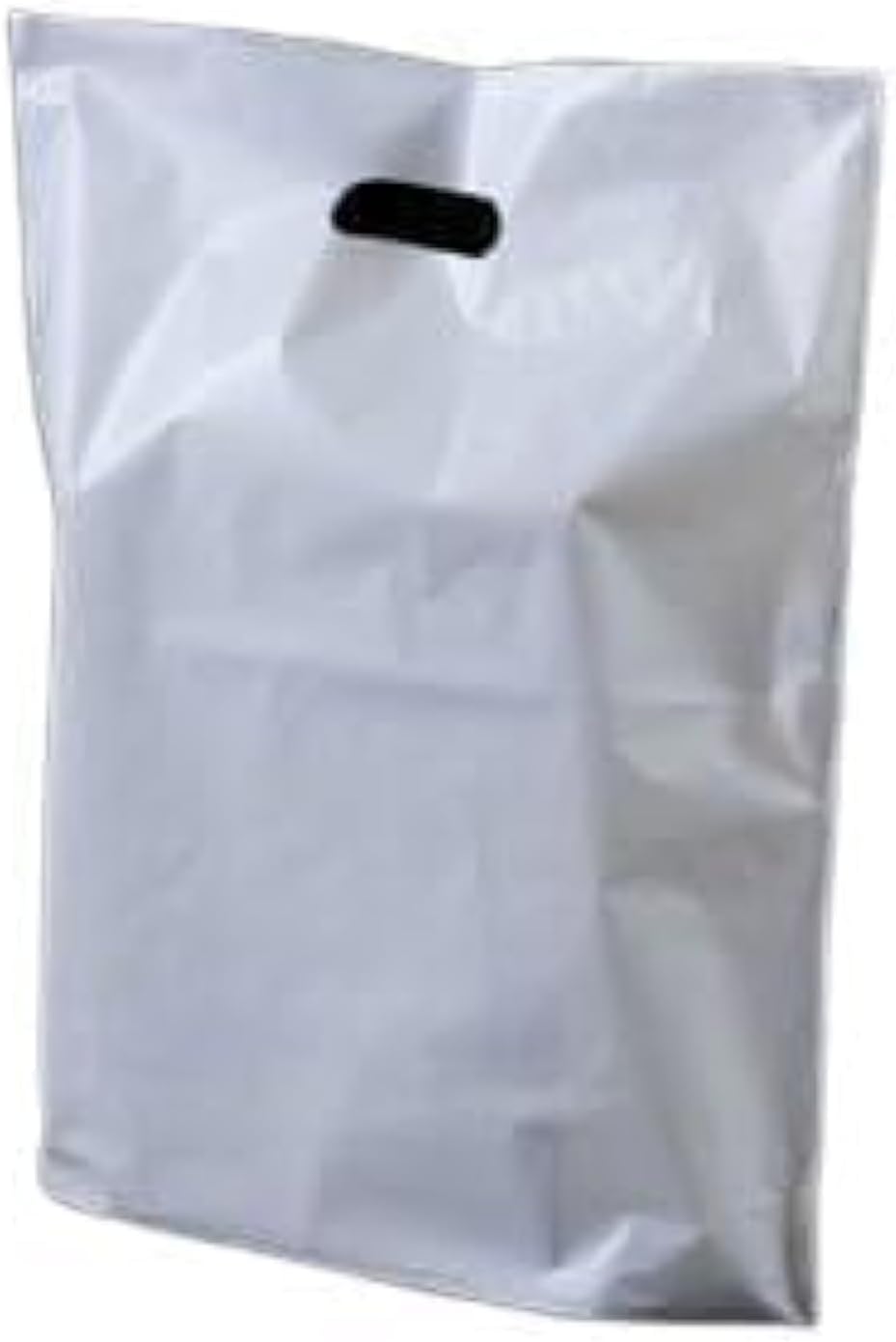 Strong Carrier Bags 15 x 18 x 3" Premium Quality - White Plastic Heavy Duty Patch Handle Plastic Bags For Fashion, Party, Boutique, Shopping - Sabco (200)