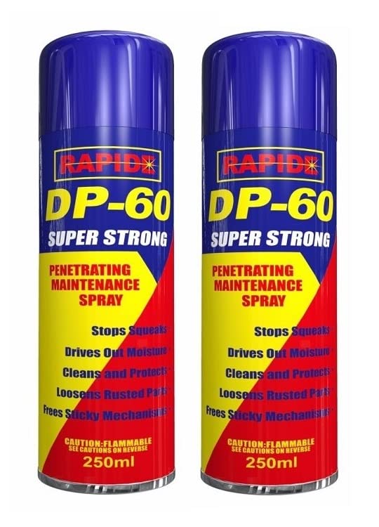 2x DP-60 Penetrating Releasing Cleaning Maintenance Spray Lubricant 250ml Ideal for Sticky Mechanism, Loosen Rusted Parts, clean & Protect Tools, Drives out Moisture, Stop Squets, Lubricant Releases