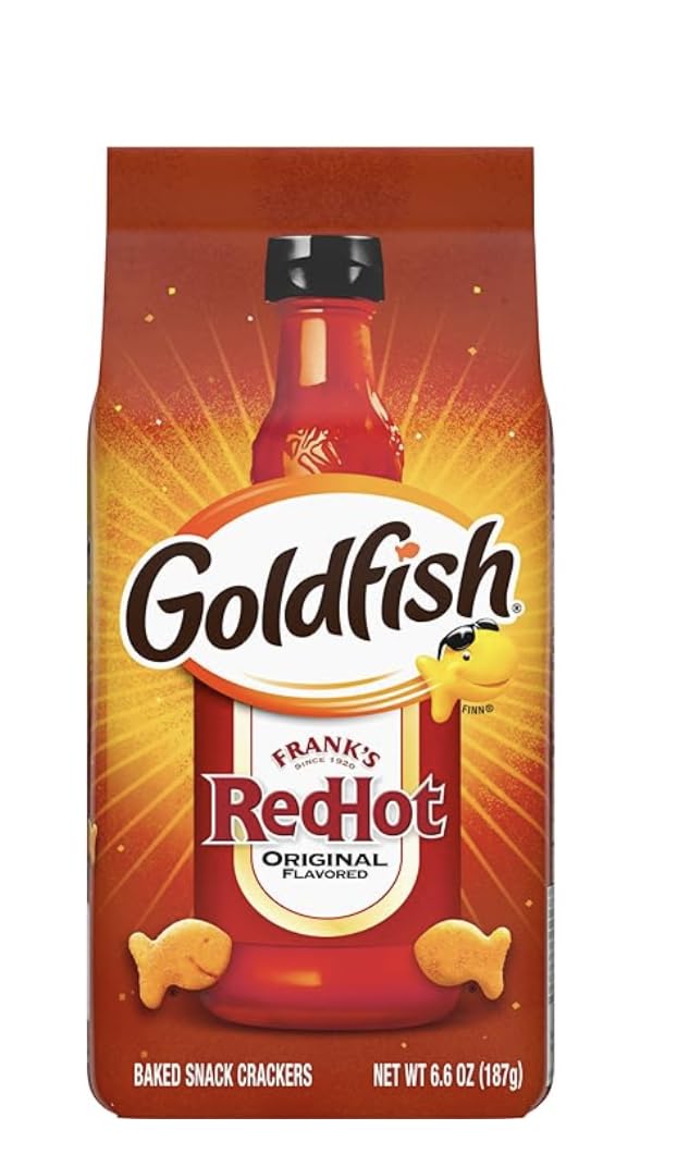 Goldfishs Crackers, Limited Edition Frank's RedHot Snack Crackers, 6.6 oz. bag w/JS REDHOK DEALZ Sticker