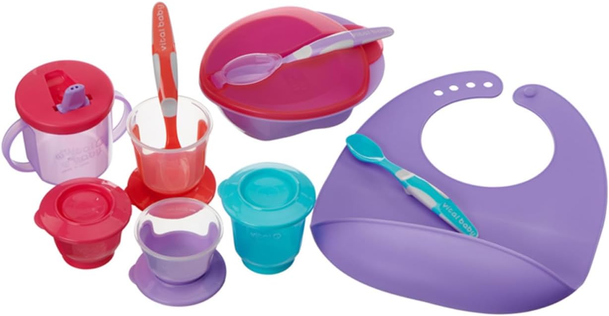 Vital Baby Nourish Complete Baby Weaning Kit 6m+, 10pcs, Essential Weaning Tools, BPA-Free, Safe, for First Solids - Fizz