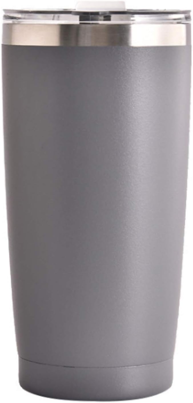 20oz Insulated Stainless Steel Tumbler, Stainless Steel Vacuum Insulated Double Wall Travel Tumbler, Durable Insulated Coffee Mug, Thermal Cup with Splash Proof Sliding Lid (Gray, 20oz)