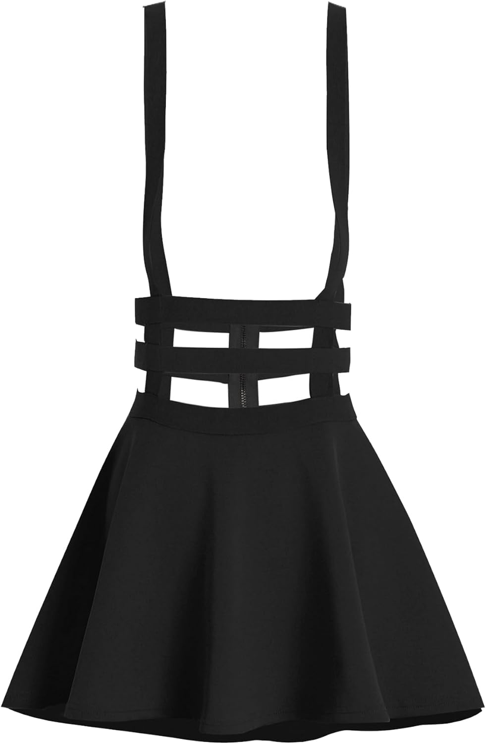 Women's Elastic Waist Pleated Short Braces Skirt Mini Suspender Skirt