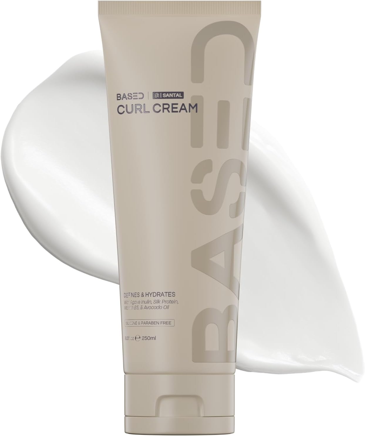 BASED BODYWORKS All-Natural Curl Crem: Defines Curls Controls Frizz Medium Fixing All Day Hydrates and Nourishes with Agave Silk Protein and Castor Oil