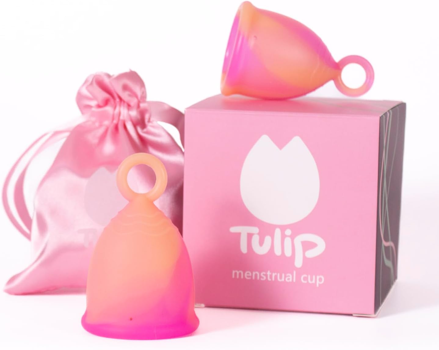 Menstrual Cups with Ring Easy Removal (2 Pack) - Sustainable Tampon and Pad Alternative - Soft Flexible No Leak 12 Hr Protection 100% Medical Grade Silicone - Reusable - (Small and Medium)(Pink)