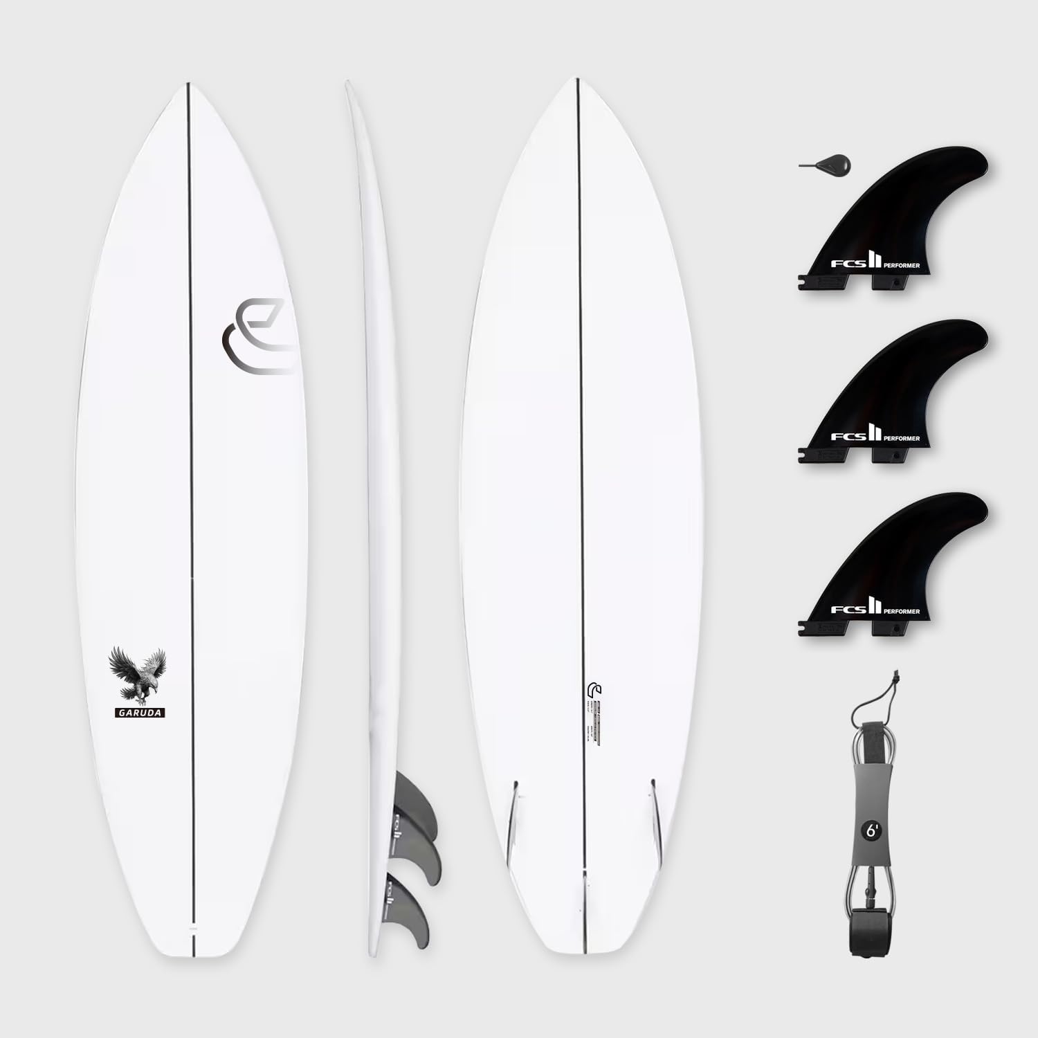 5'8''/6'1" Shortboard 900 FRP with Fin Set and Leash High-Performance Epoxy Surfboard with Wood Stringer, EPS Core, and Carbon Lath
