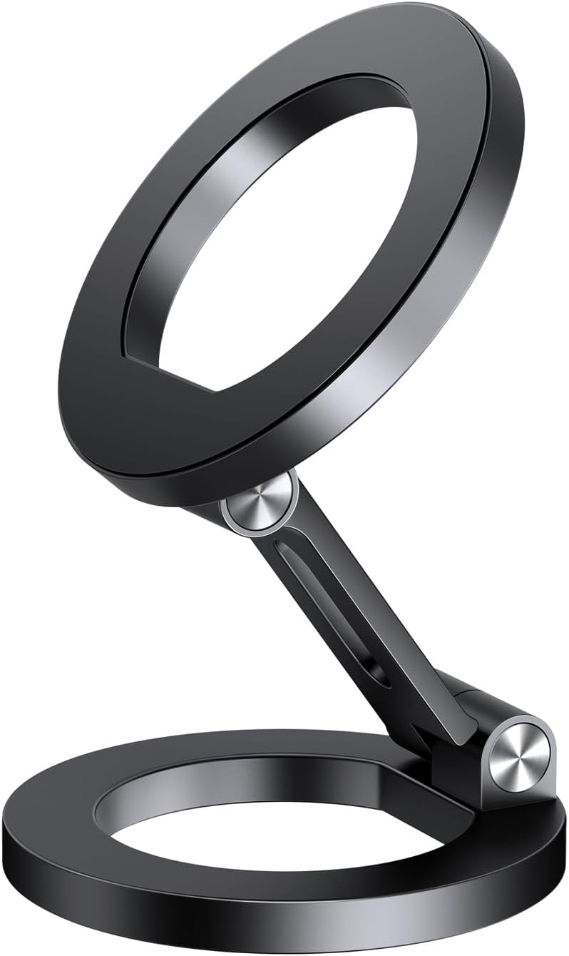 elitehood Magsafe Phone Stand, Dual Magnetic Mobile Phone Stand for Desk, Adjustable & Foldable Portable Travel iPhone Holder for Desk, Wall, Mirror, Gym, Fits for All Phones