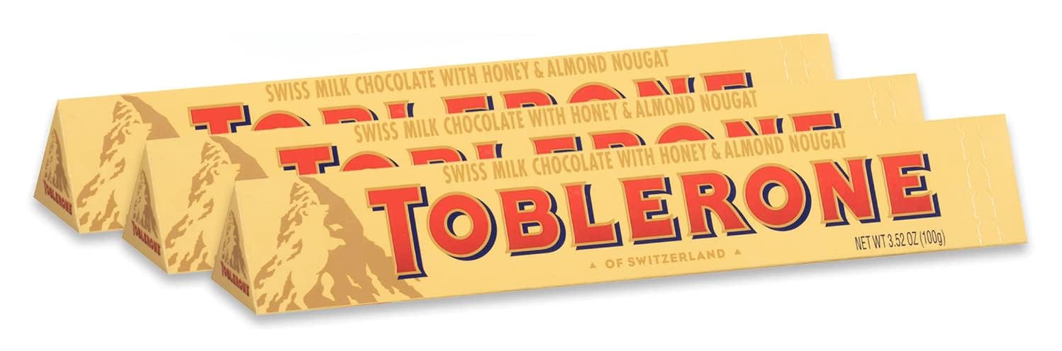 Toblerone Milk Chocolate Bar 3.52 oz each (3 Items Per Order)