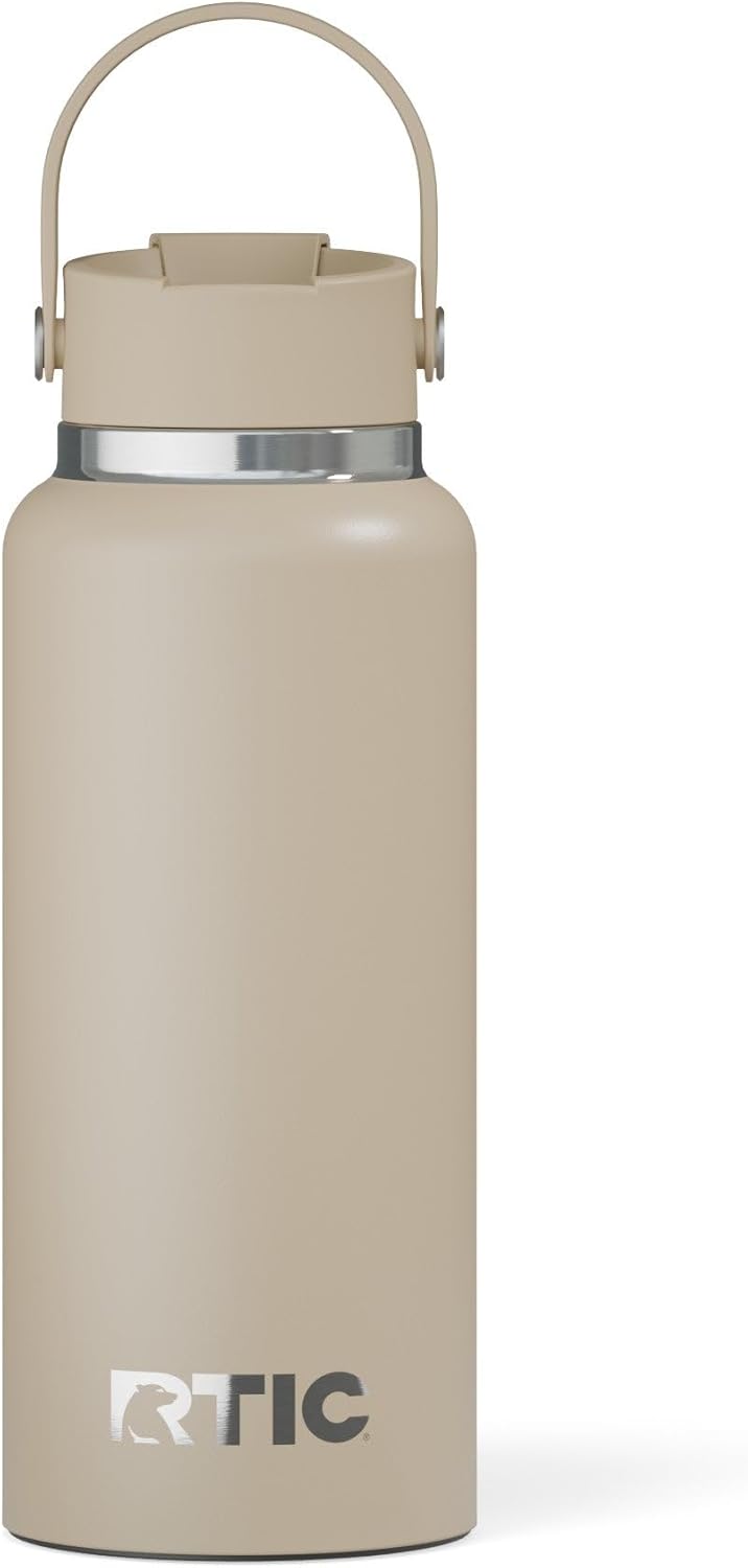 RTIC 32oz Outback Bottle, Insulated, Stainless Steel, Metal, Double Wall Vacuum-Insulation, Ceramic Lined, Leak-Proof Lid, BPA-Free Water Flask for Hiking, Running, Sports, Outdoor, Beach