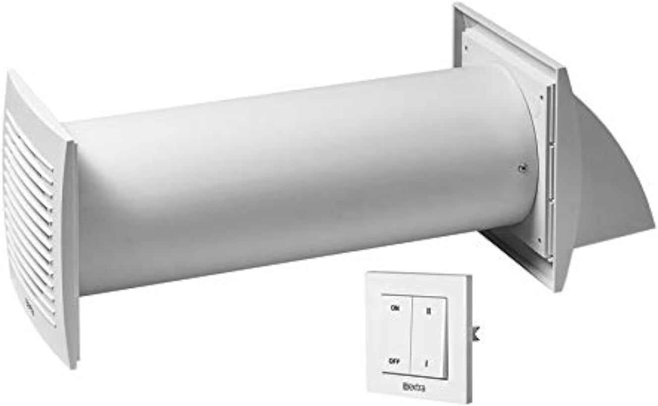 EUROPLAST 100mm Heat Recovery Unit - 4 inch Heat Recovery Extractor Fan - Ceramic Air Heat Exchanger - White Single Room Heat Recovery Ventilation System - Decentralised MVHR Single Room Wall Switch