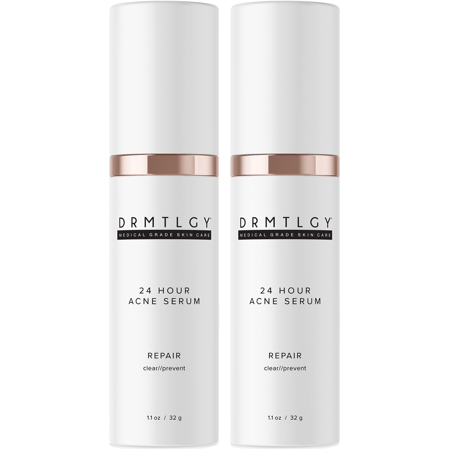 DRMTLGY Acne Spot Treatment and Cystic Acne Treatment. Acne Serum with Micronized Benzoyl Peroxide 5% and Glycolic Acid. 1.1 oz, 2 pack