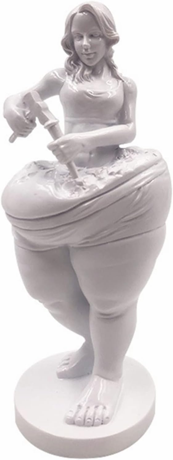 Yoga Gym Gymnasium Creative Ornaments, Angel Sculpture Reminding You to Lose Weight Statue for Living Room Yoga Studio Decor Gift (White)