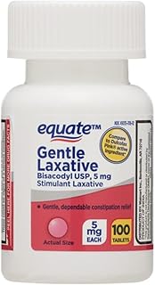 100 CT bottle gentle laxative tablets, Bisacodyl USP 5mg by equate Compare to Dulcolax