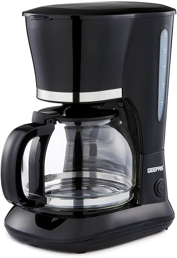 GEEPAS 1.5L Filter Coffee Machine | 800W Coffee Maker for Instant Coffee, Espresso, Macchiato & More | Boil-Dry Protection, Anti-Drip Function, Automatic Turn-Off Feature, Black