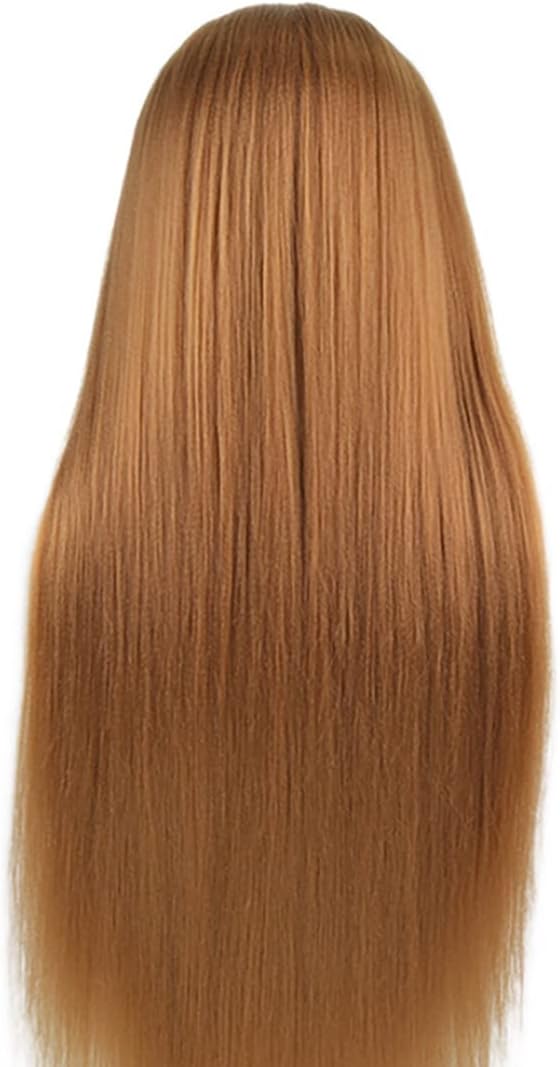 Mannequin Head with Hair Practice Braiding Dolls Synthetic Fiber Hair Training Model for Hairdressing (Golden)