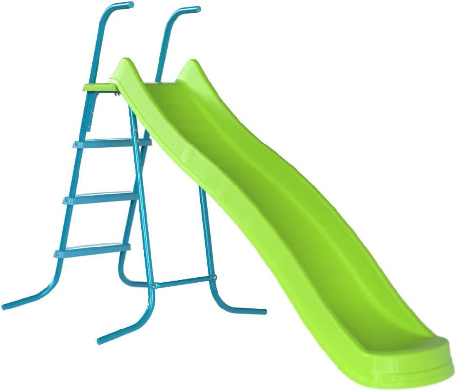 TP 2.2m Ripple Wavy Slide & Stepset - Freestanding Extra Long Wavy Garden Slide, Steel Handrail And Stepset. Outdoor Garden Playground, Fun & Safe Backyard Playset Accessory - Age 3 Years+