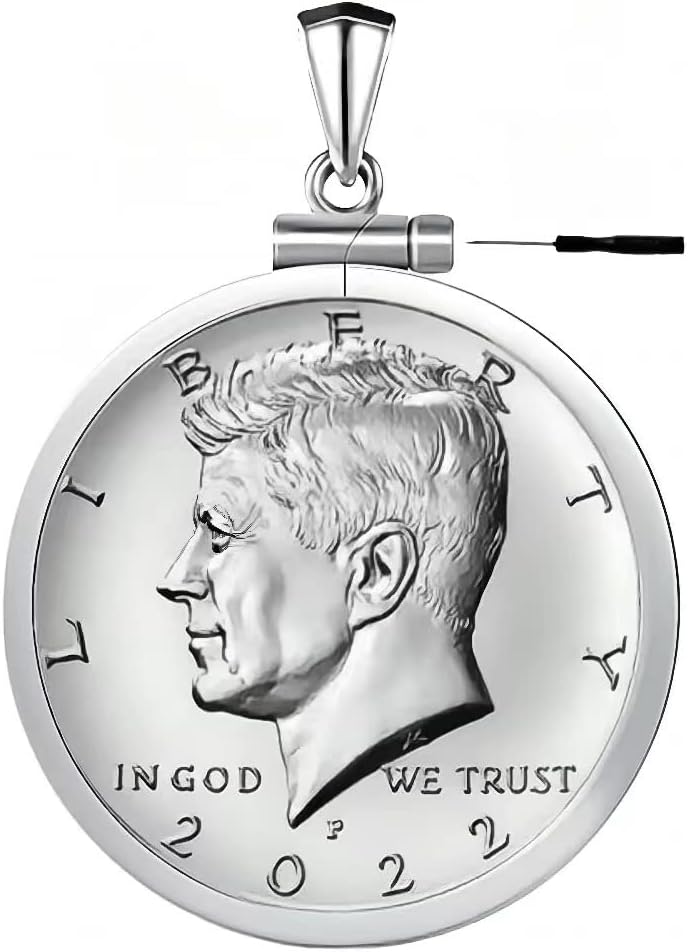 Sterling Silver 50 cent Border Screw Top Coin Bezel is suitable for 30.64mm diameter 2.15mm thickness, Coins Not Included