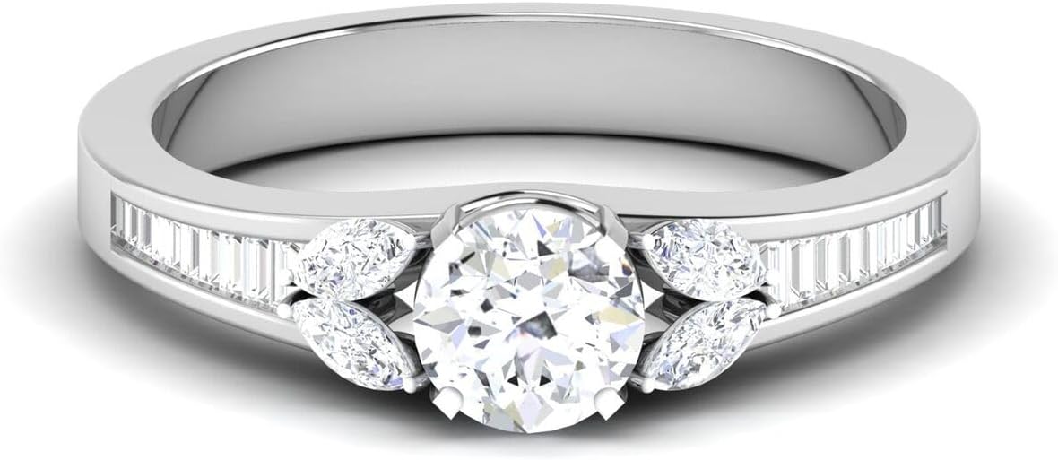 Real 22K/18K Fine White Gold Certified Womens Statement Ring