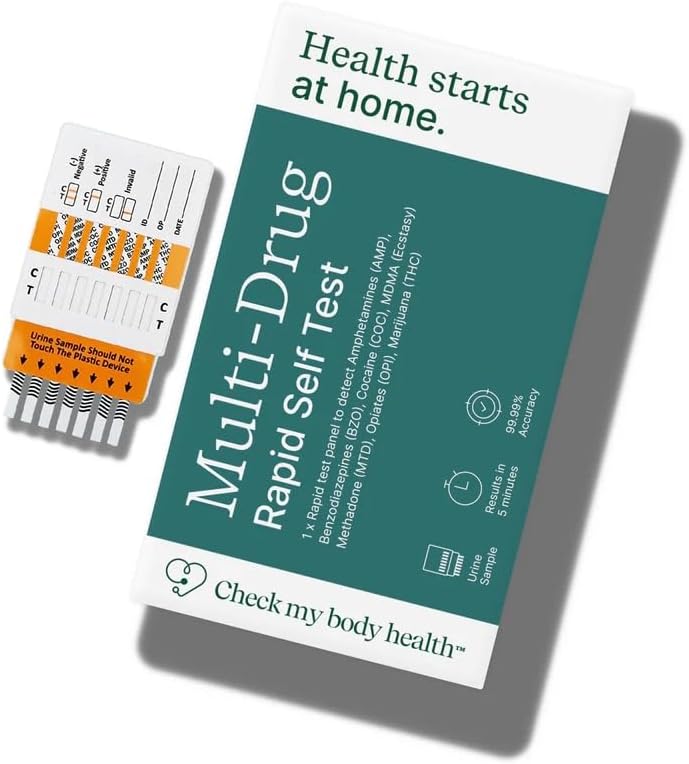 Check My Body Health Multi-Drug Self-Test Kit | Detects 6 Common Drugs | at-Home Urine Test | Fast & Accurate Results in 5 Minutes | Easy-to-Use
