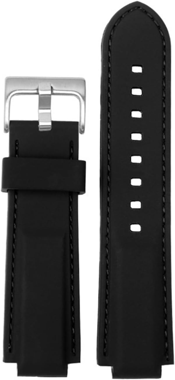 For Men's For Timex For E-tide Compass For T2N720 For T2N721 For TW2T76300 Waterproof Soft Silicone Rubber Watchband (Color : Black black silver, Size : 24-16mm)