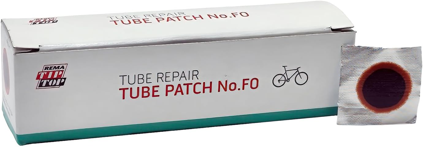 Rema Tip Top No. F0-P Tube Patch, 16 mm Round Vulcanizing Bike Patches for Tire Inner Tube Repair, Red Edge Patches, 100 Count
