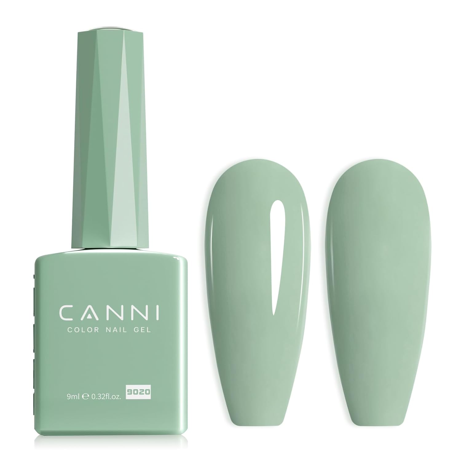 CANNI Light Green Gel Nail Polish, 1Pcs Sage Green Gel Polish Mint Color High Gloss Soak Off U V Nail Manicure Salon DIY