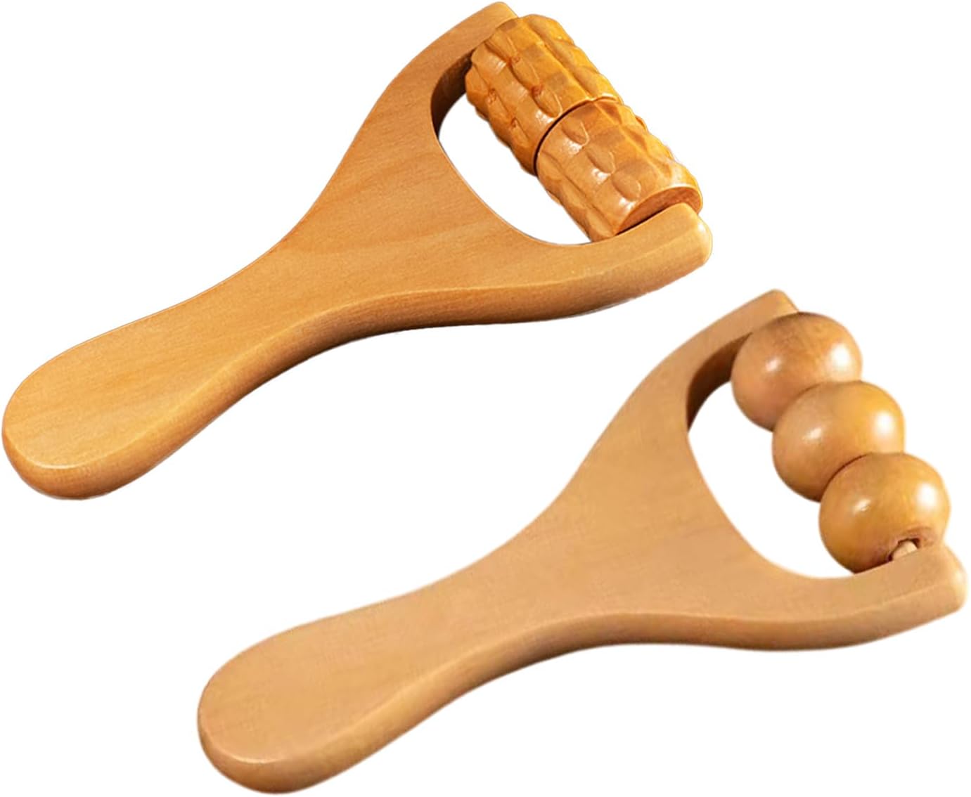 OAAO 2 Pieces Wooden Roller Massager, Manual Wooden Massage Roller, Back Massager Massage Roller, Cellulite Roller, Wooden Massage Tool Suitable for Legs, Hands, Waist