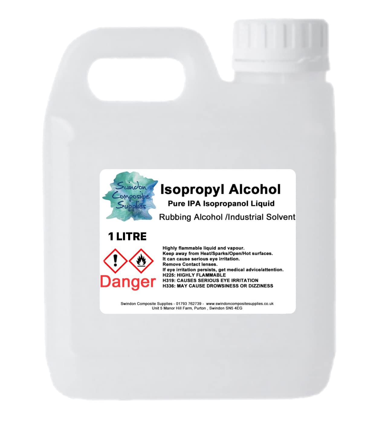 Swindon Composite Supplies : IPA Isopropyl Alcohol 99.9%-PURE IPA Disinfectant Sanitiser Cleaner Rubbing Alcohol (1 Litre)