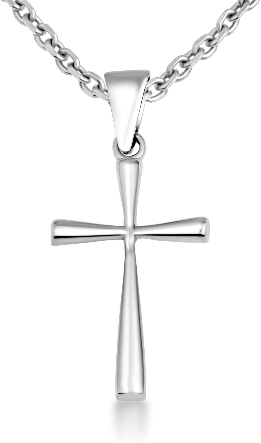 .925 Sterling Silver Simple Classic Flared Cross Pendant