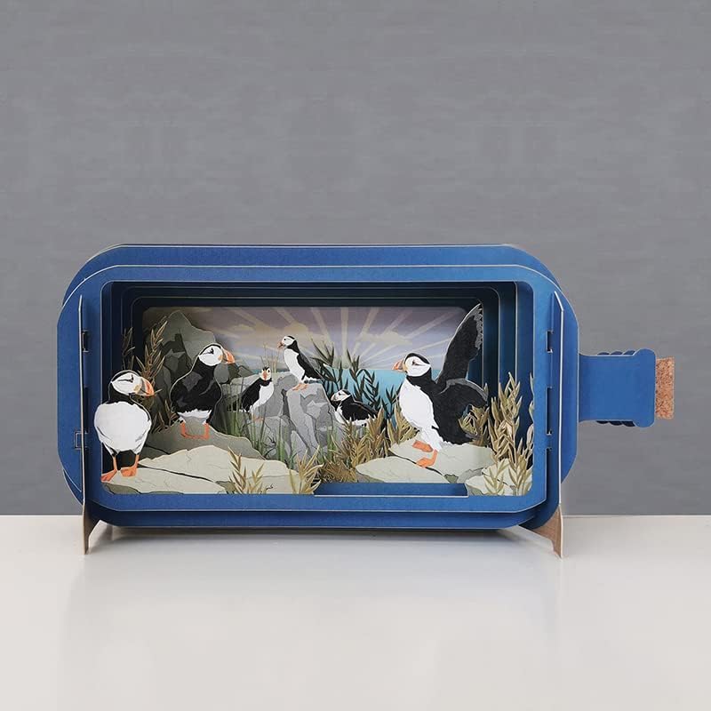 Message In A Bottle Puffins Pop Up Any Occasion Greeting Card by Alljoy Cards MIB183 MIB183