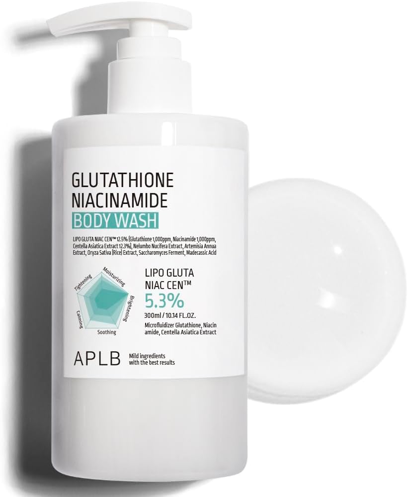 APLB Glutathione Niacinamide Body Wash | LIPO GLUTA NIAC CEN™ 5.3% 10.14 FL.OZ/Korean Skincare, Gentle Ingredients for The Safety of Your Skin, Long Lasting deep Moisture for Soft Skin