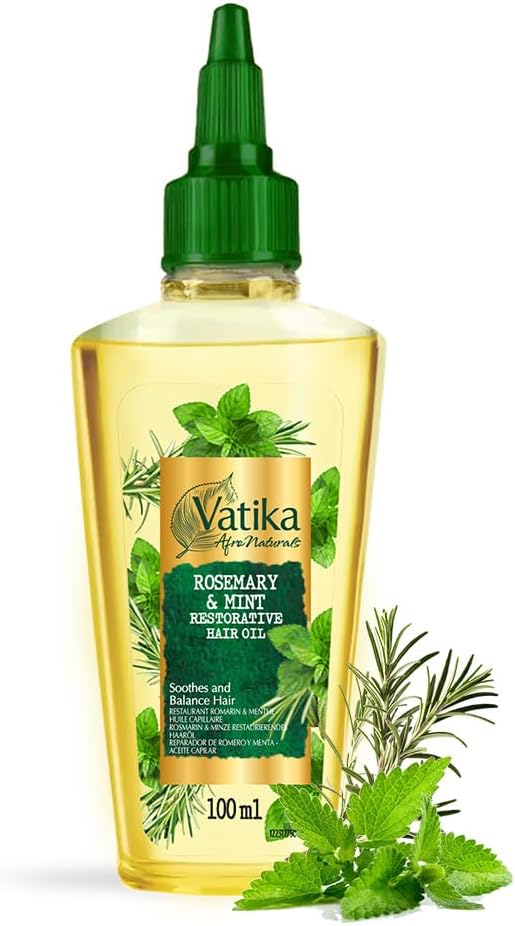 Vatika Afro Naturals Rosemary & Mint Restorative Hair Oil - 100 ml | Balances, Soothes, & Nurtures Hair With Natural Blend