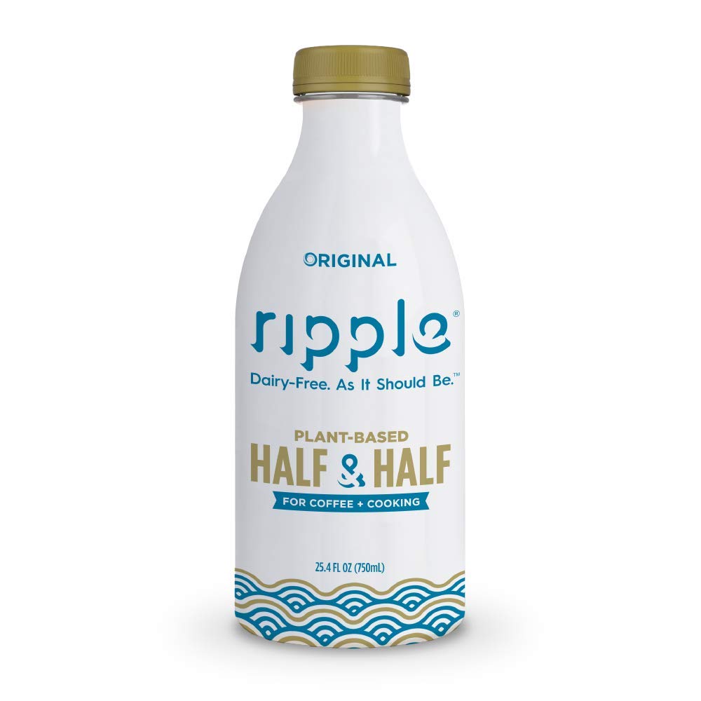 Ripple Non-Dairy Half & Half, Original (4 Pack) | Rich, Creamy, Plant Based Creamer for Coffee, Cooking, Baking, Smoothies | Non GMO, Plant Based, Gluten Free | 25.4 oz Bottles