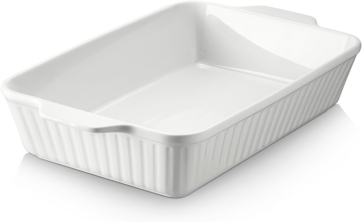 DOWAN Casserole Dish, 9x13 Ceramic Baking Dish, Large Lasagna Pan Deep for Oven, 4.2 Quarts Baking Pan with Handles, Oven Safe and Durable Bakeware for Lasagna, Wedding Gift, White