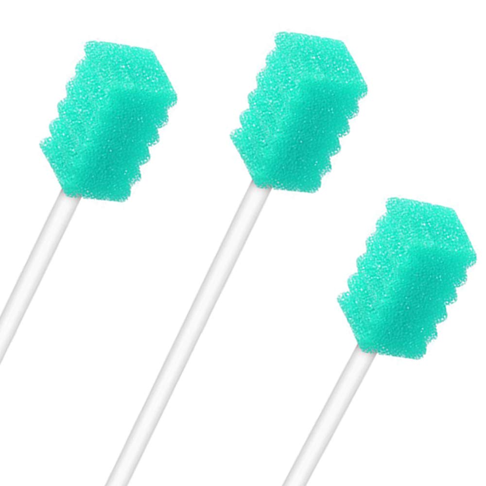 Mouth Swabs for Elderly,Disposable Oral Swabs (Sky Blue, 100 Counts) | Unflavored Individually Wrapped Oral Care Sponge Swabs, Dental Cleaning Sticks for Elderly Adults & Pets