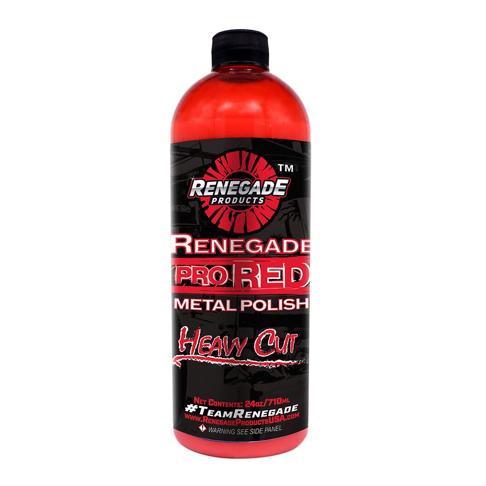 Renegade Products USA Pro Red Liquid Metal Polish - Heavy Cut Aluminum Metal Polish High Luster on Rims, Wheels, Tanks, Bumpers, Aluminum & Stainless Steel 24 Oz Bottle