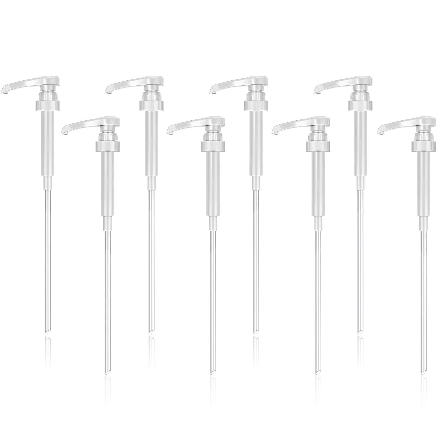 Zopeal 8 Pieces Coffee Syrup Pump Dispenser Fits 750ml/25.4oz Bottles, Skinny Syrup Pump for Coffee Flavoring, Creamers, Caramel, Beverages, Kitchen Cafe Bar Drinking Mixes Food Dispenser(White)