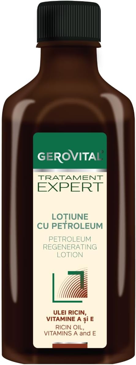 Intensive Regenerating Lotion for Hair with Petroleum, Castor Oil, Vitamin A and E, Reduces Hair Loss, Stimulates its Growth, 100 ml, Gerovital Tratament Expert