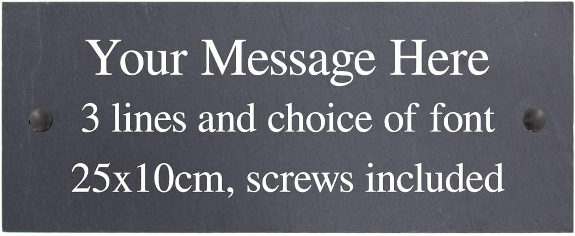 Personalised Natural Slate House Shed Door Garden Yard Sign Home Gate Plaque with wall fixings - 25x10cm