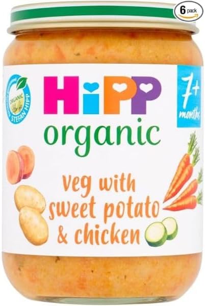 HiPP Organic Veg with Sweet Potato & Chicken Baby Food Jar 7+ Months 190g (Pack of 6)