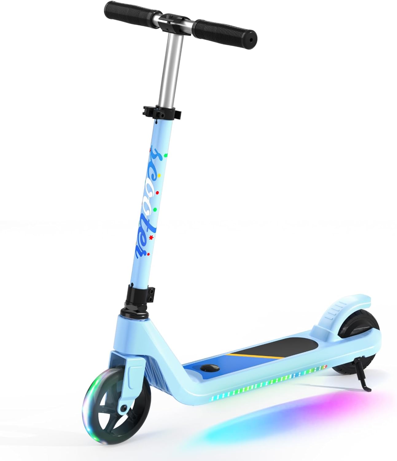 Electric Scooter for Kids Age 6-10, Kick-Start Boost Scooter with Adjustable Speed and Height, Flash Wheel & Deck Lights
