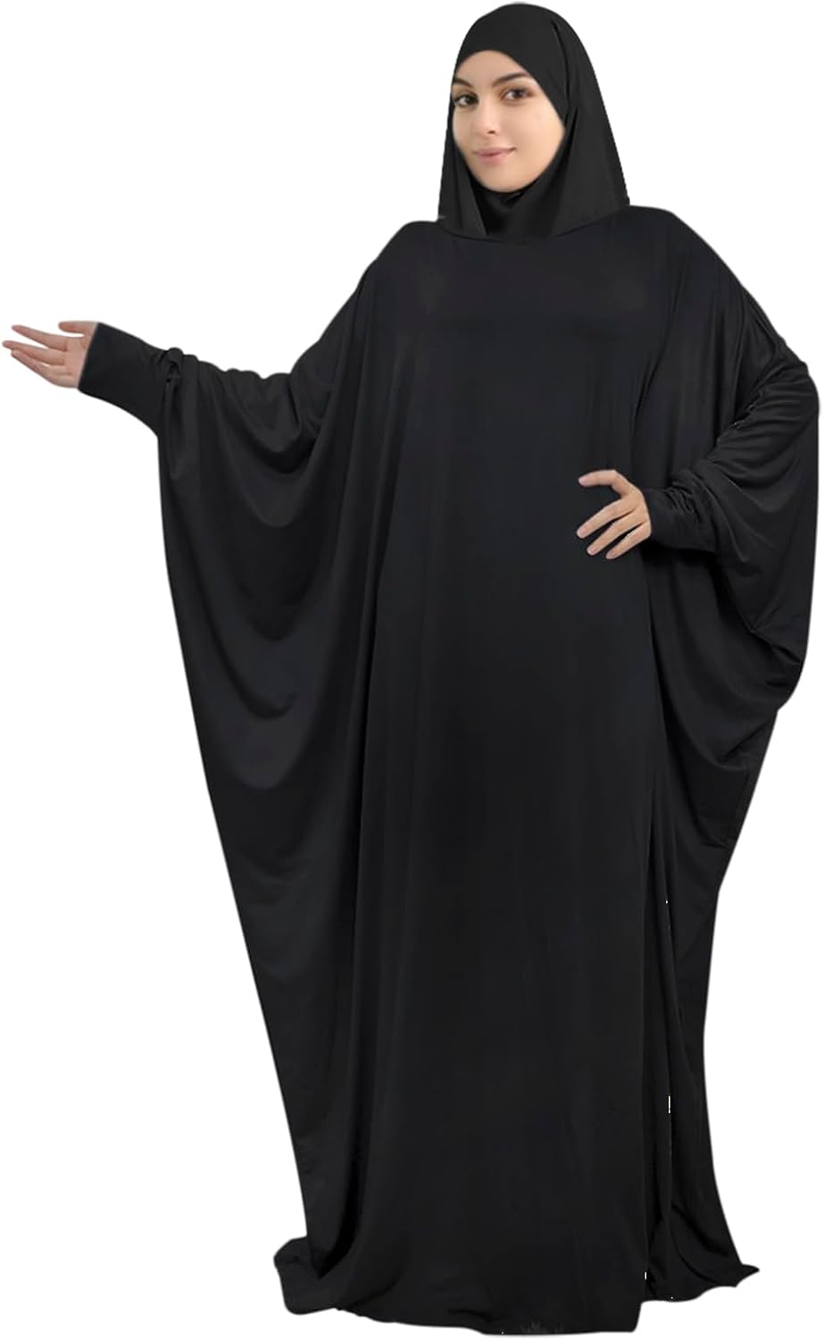 JIAHG Muslim Women Long Sleeve Prayer Dress Full Length Ramadan Suit with Hijab Scarf Khimar Prayer Skirt Shawl