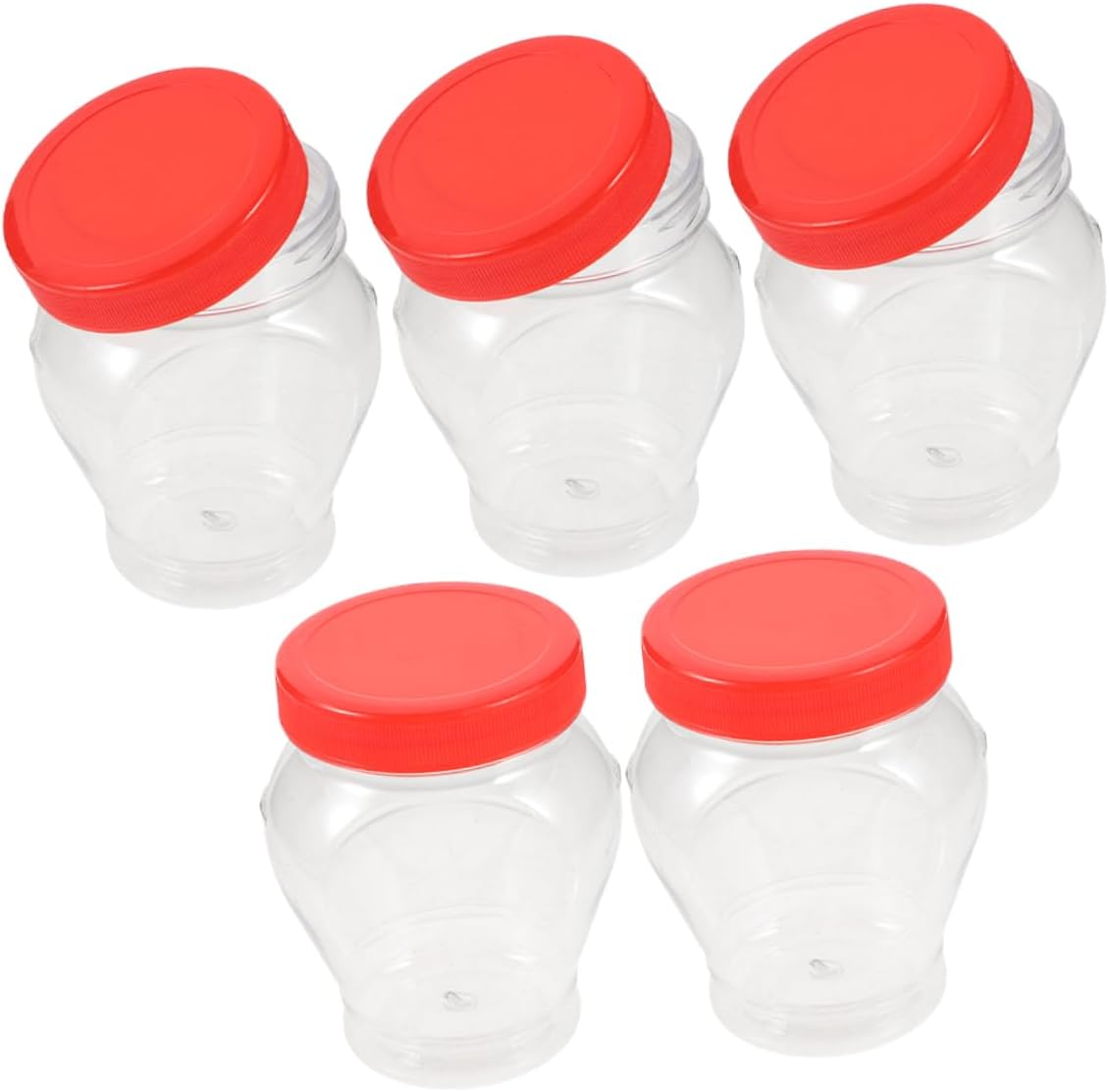 5pcs Plastic Candy Jar Lid Heart-shaped Container for Storing Food Versatile for Cookies Chili Sauce and Pantry Staples